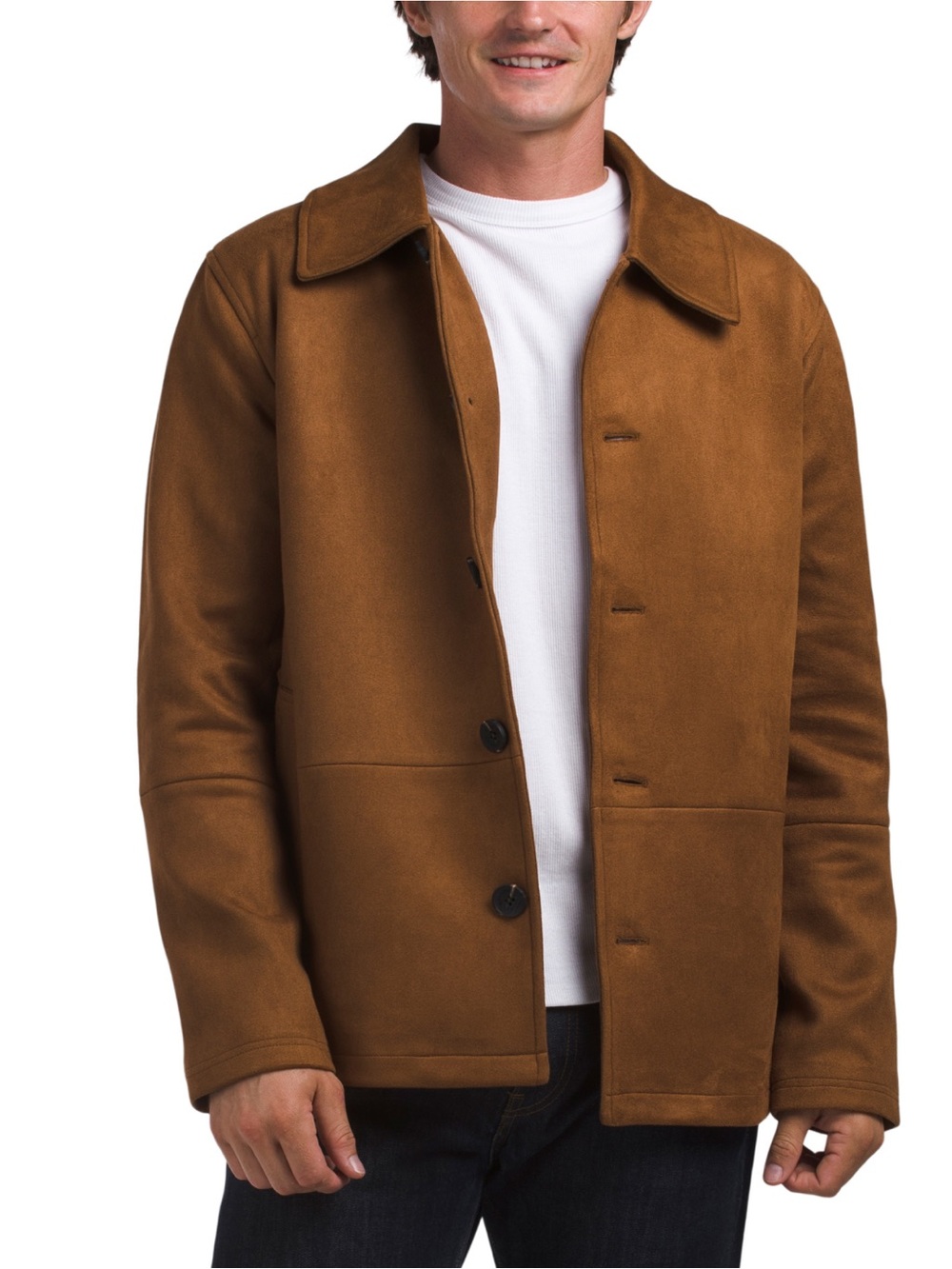 7 For All Mankind faux suede brown pea coat jacket XL